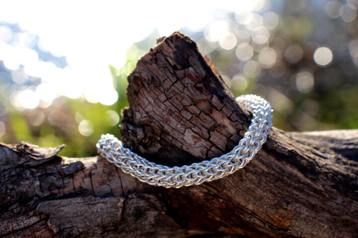 Three-Way Single Loop-in-Loop Bracelet in Pure Silver